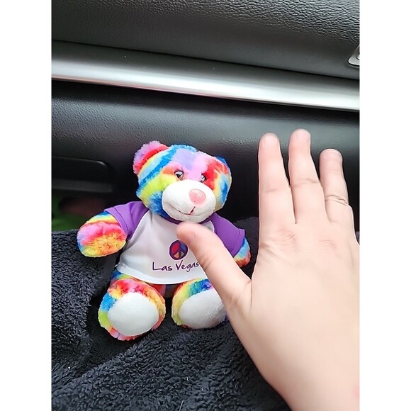 Peace Pals Multi Color Bear With New Orleans Shirt, Stuffed Animal Tie Dye Toy - Picture 5 of 7